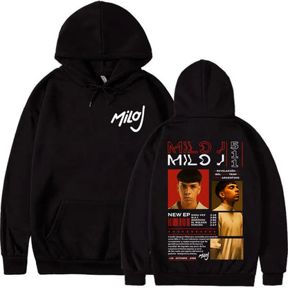 Rapper Milo J 166 Tour 2025 Album Graphic Hoodie Men Hip Hop Gothic Long Sleeve Sweatshirts Vintage Oversized Hoodies Streetwear