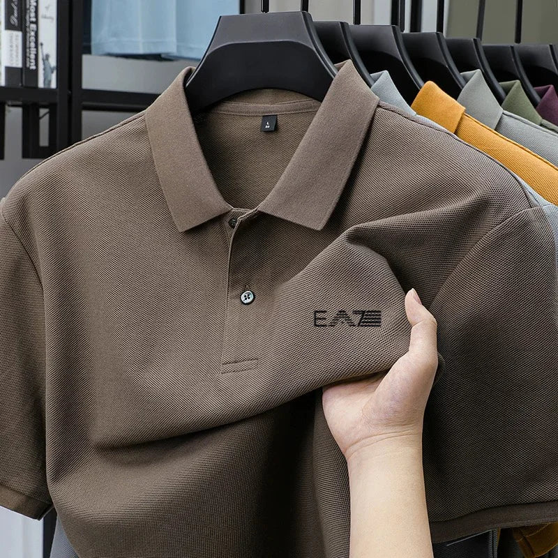Luxury brand polo shirt short sleeved letter printed men's top summer 100% cotton comfortable breathable casual lapel T-shirt