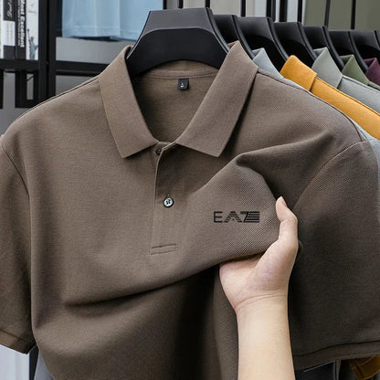 Luxury brand polo shirt short sleeved letter printed men's top summer 100% cotton comfortable breathable casual lapel T-shirt