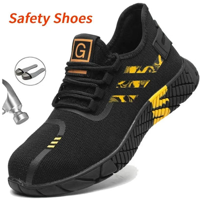 Work Sneakers Men's Safety Shoes Construction steel toe work Shoes Safety boots Men's shoes Puncture proof work summer Kevlar