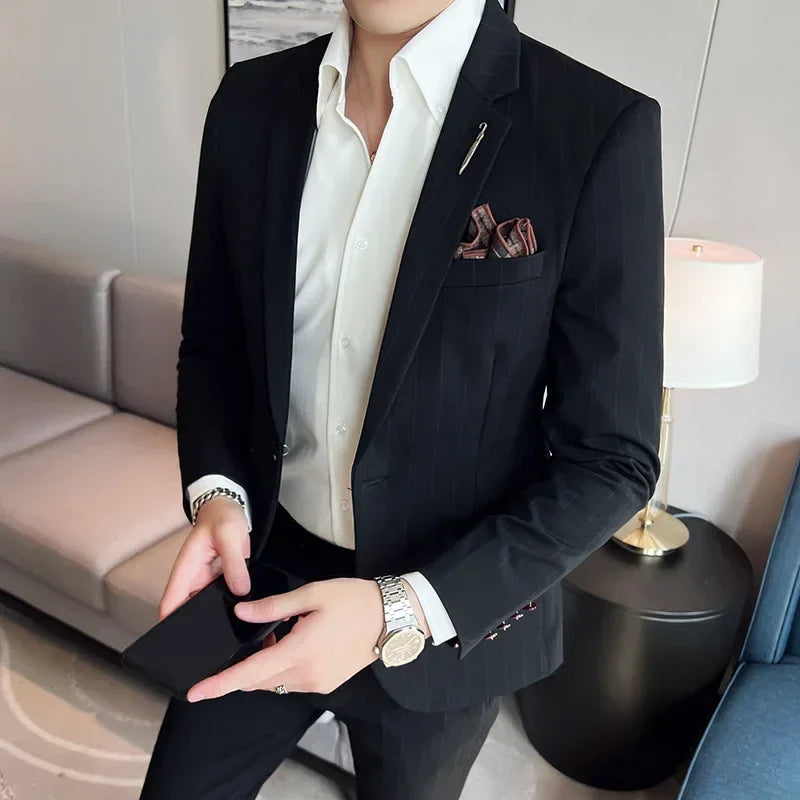 S-7XL Blazer Vest Pants High-end Brand Plaid Retro Business Suit Groom Wedding Party Slim Suit Fashion British Style Performance