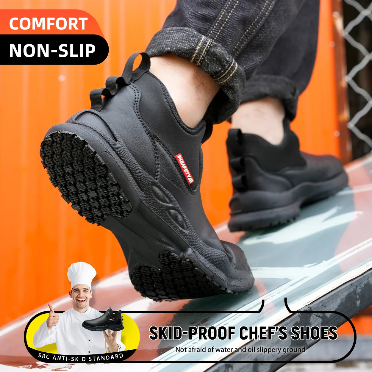 Fashion Comfort Soft Soled Waterproof Shoes Chef Shoes Four Seasons Anti Slip Oil Resistant Business Casual   Work EVA Shoes