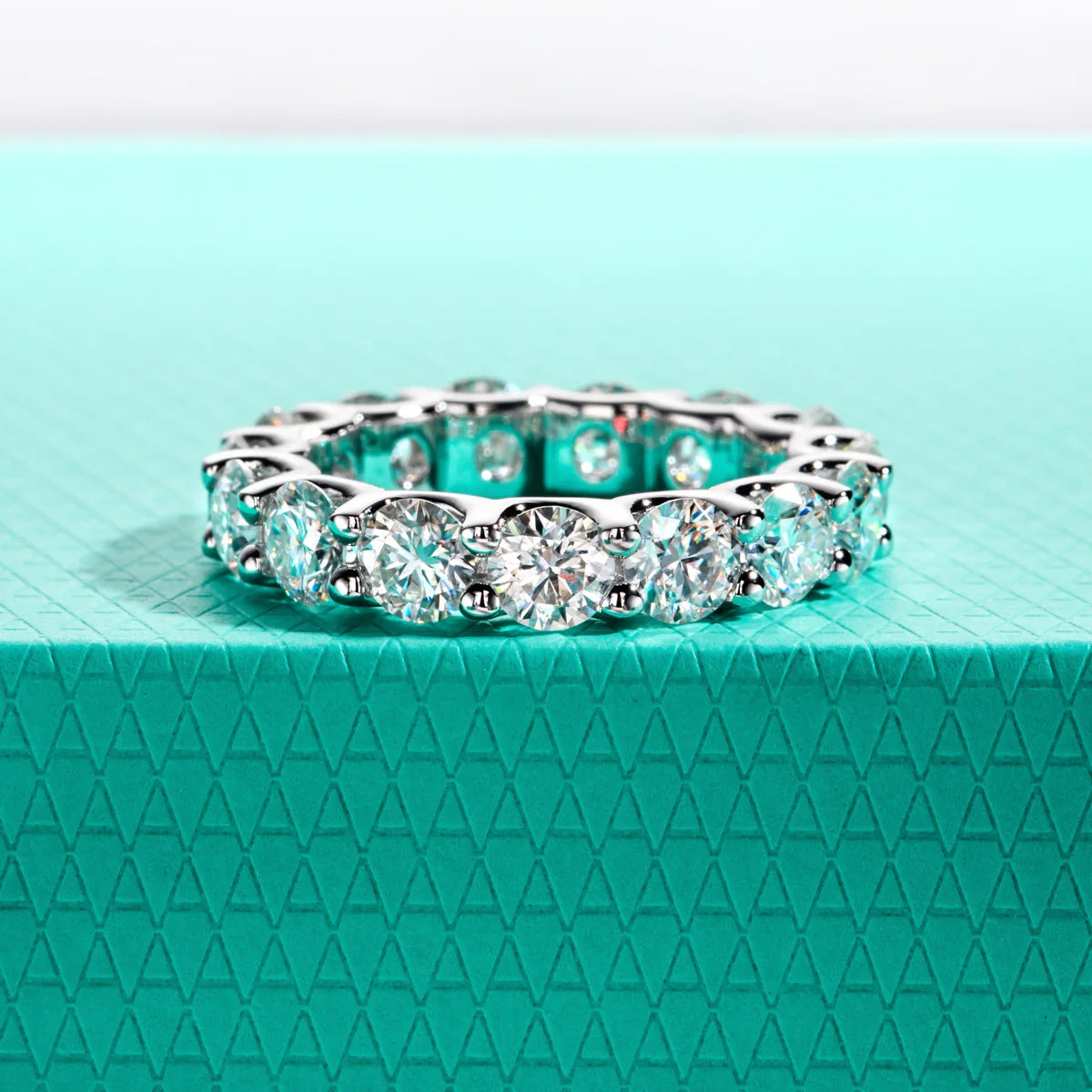 4.5mm D Color Moissanites Eternity Band Ring 925 Sterling Silver Wedding Rings for Women Jewelry Gifts Wholesale