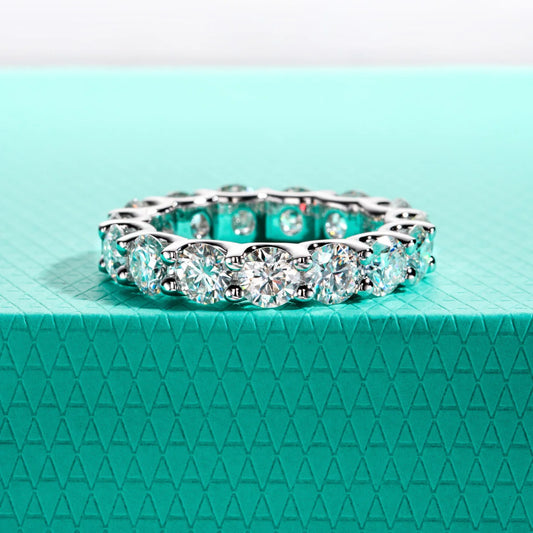 4.5mm D Color Moissanites Eternity Band Ring 925 Sterling Silver Wedding Rings for Women Jewelry Gifts Wholesale