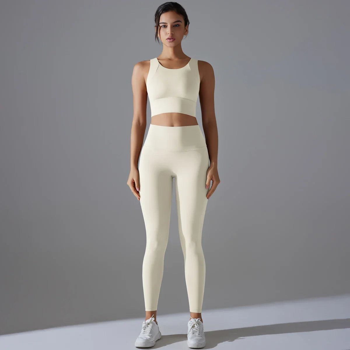 Yoga Set Women's tracksuit Women Fitness Crop Top Shockproof Sports Bras Yoga Gym Running Pants Sportswear Running Fitness Yoga