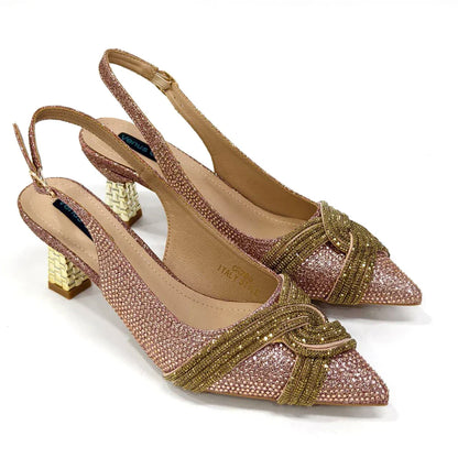 Black Hollow Design With Pointed Shoes And Fashion Three-Dimensional Bag Cozy Rhinestones Are Suitable For Parties