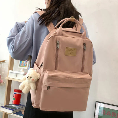 Solid Color Women Backpack High Quality Youth Waterproof Backpacks for Teenage Girls Female School Shoulder Bag Bagpack
