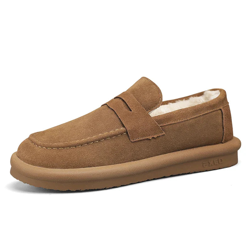 Winter Fashion Plush Men Loafers Outdoor Warm Men's Cotton Shoes Low-Top Casual Man Snow Boots with Fur Slip on Walking Footwear