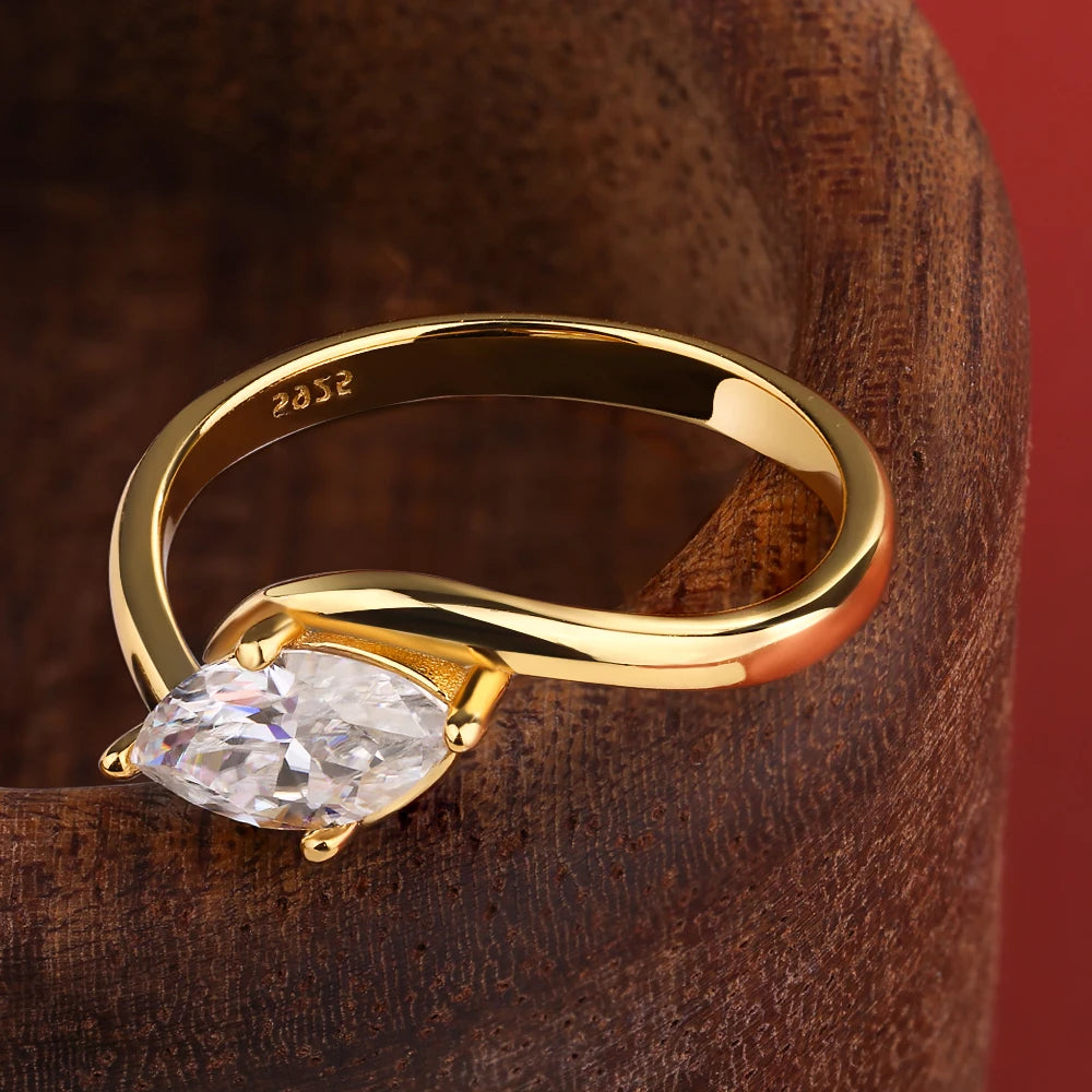 1/2CT Marquise Moissanite Ring S925 Silver 18K Gold Plated for Women Men Solitaire Wedding Band Gift Fine Jewelry with GRA