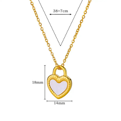 Stainless Steel Love Heart Pendant Necklace For Women Fashion Gold Color Flower Necklace Couple Aesthetic Jewelry Accessories
