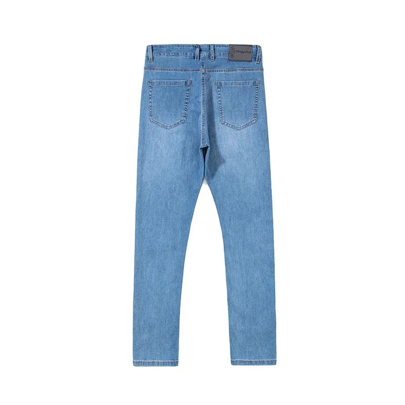 Summer Thin Mens Clothing Cowboys Slim Straight Jeans Men Denim Pants Casual Regular Fitness Men's Trousers Light Blue 2026 Y2K