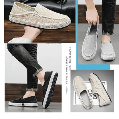 Summer Casual Loafers Men Breathable Slip On Urban Shoes Men Classic Linen Canvas Sneakers Male Light Flats Lazy Shoes Cheap
