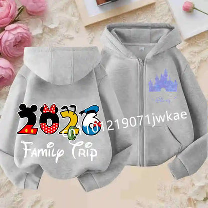 Boys and Girls Clothing Castle Pattern Kids Hoodie Jacket for Children 2026 Fashion Minnie Mickey Castle Zipper Hoodie Closure
