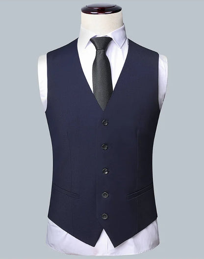 Men's Solid Color Business Suit Fashion Banquet Wedding Trend Groom Best Man Single 3/2/1