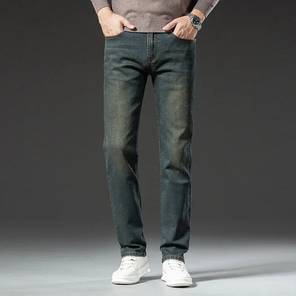 Premium Jeans Men's Autumn 2023 New Elastic High End Business Casual Old Vintage Straight Leg Jeans