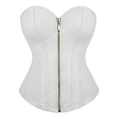 Faux Leather Corset Sexy Clubwear Bustier Hot Lingerie  Zipper Costume Lace up  Waist Cincher Top Plus Size