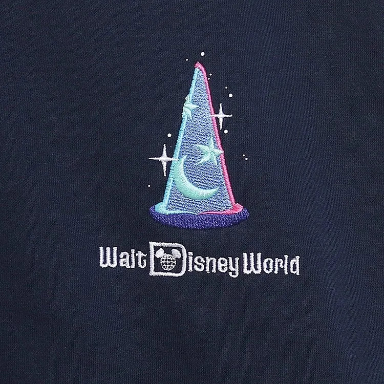 Moletom de Lã Bordado com Estampa de Desenho Animado do Castelo Mundial Letra Mágica Mickey Mouse Feminino com Zíper e Capuz VELUDO Blusa