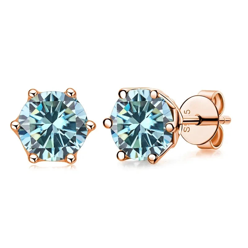 0.5ct-1ct D Color Certified Moissanite Stud Earrings Lab Created Diamond 925 Sterling Silver Gold Plated Wedding Jewelry