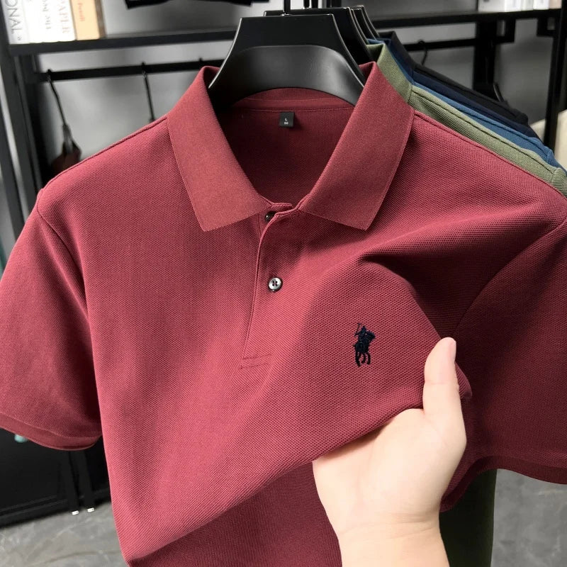 Designer brand 100% cotton short sleeve polo shirt luxury fashion pony embroidery men's business leisure summer new Paul T-shirt