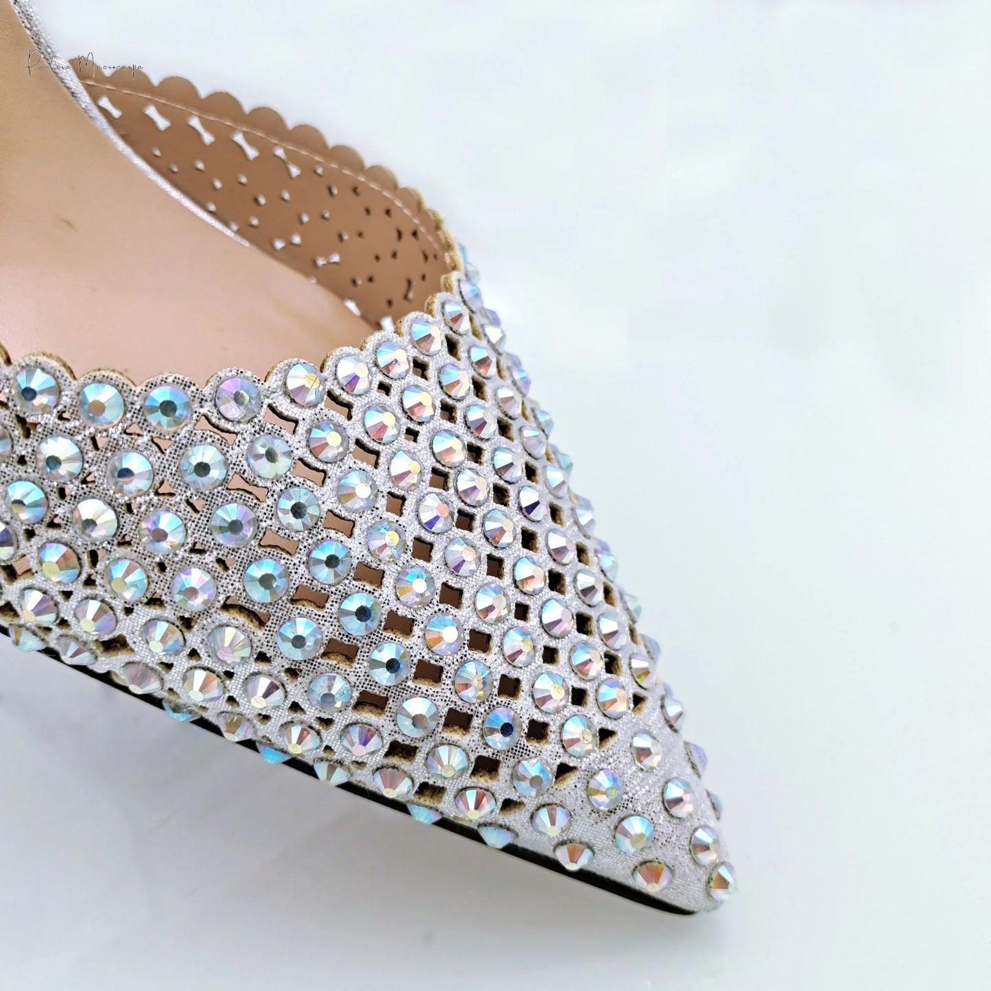 Hot Selling Italian Design African Women's Crystal High Heel Toe Sandals Party Wedding Party Silver Shoes and Bag Set