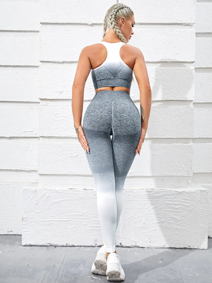 Workout Sets Two Piece Outfits for Women Clothes Gym Yoga Seamles Sports Bra Tank Tops with Legging