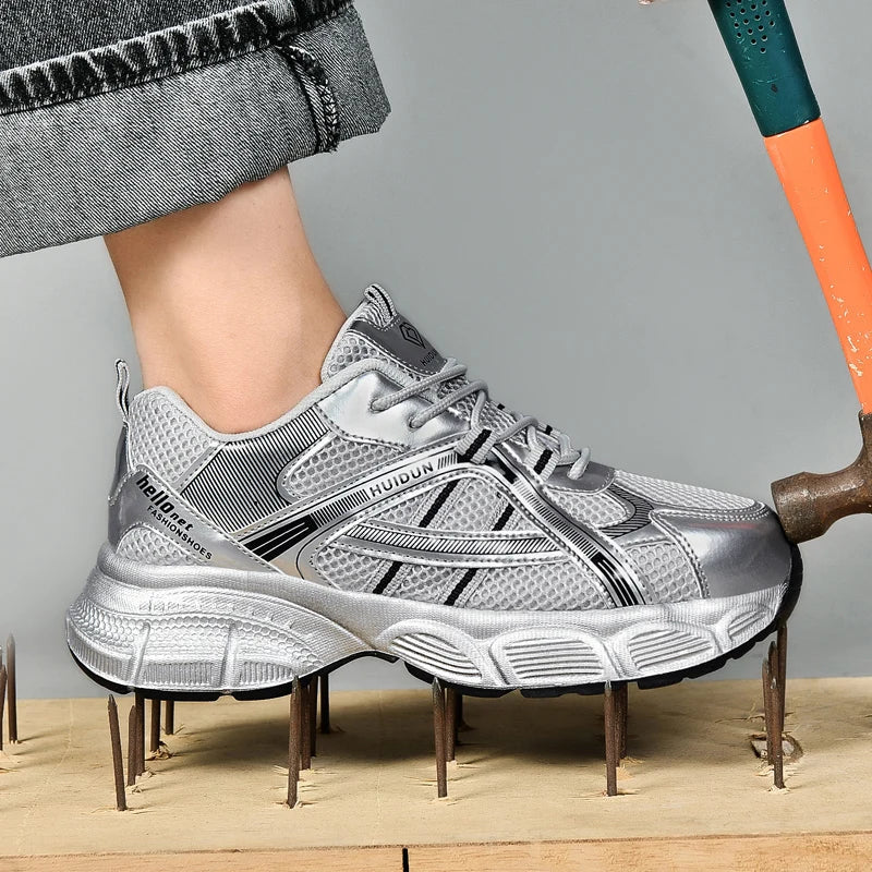 Women tennis work safety Shoes Comfor security shoes woman steel toe Sneakers Lightweigh Breathable Non-Slip summer work boots