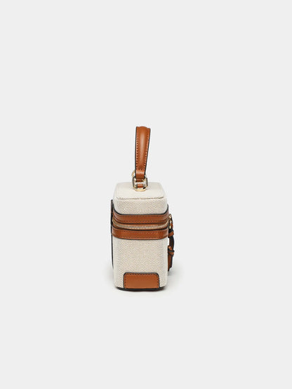 Fashionable versatile box bag brown one shoulder trendy hand-held hard fashionable small square bag