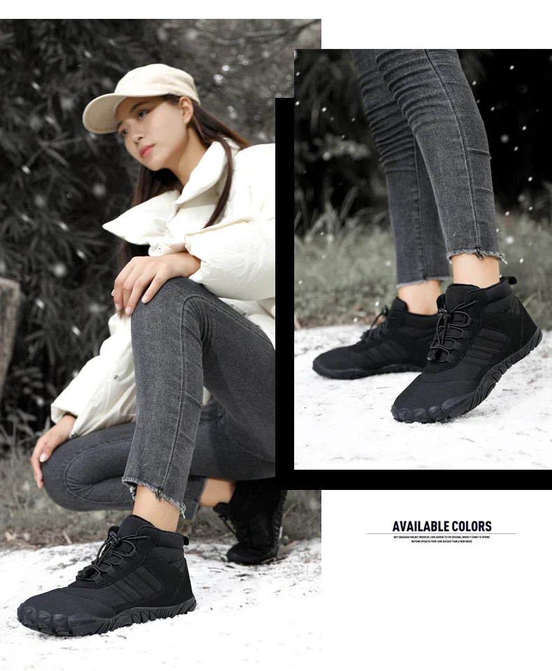 Womens Mens Waterproof Winter Barefoot Shoes Snow Boots Cotton Warm Fur Lined Unisex Walking Hiking Outdoor Shoes