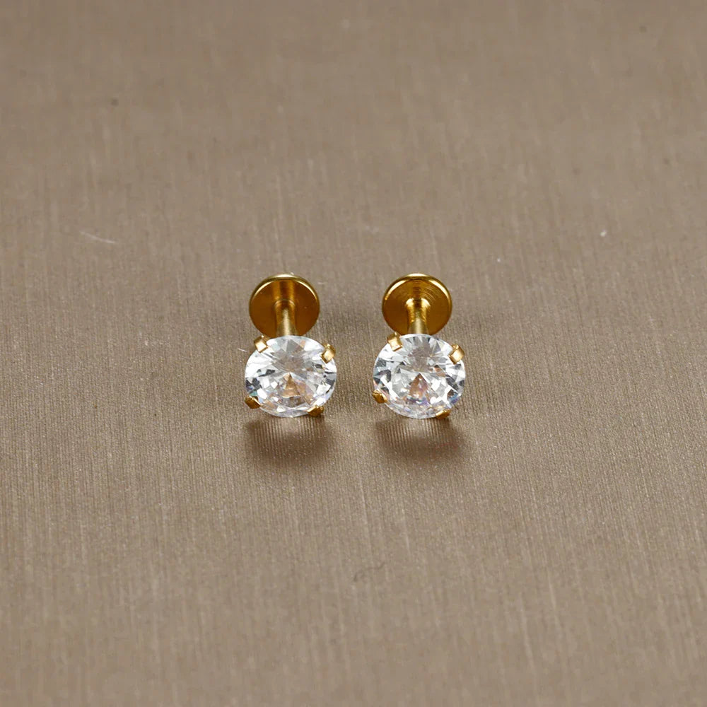 2PC Labret Tragus Stud Earrings 16G Surgical Stainless Steel CZ Crystal  Monroe Helix Cartialge Conch Medusa Lip Body Piercing