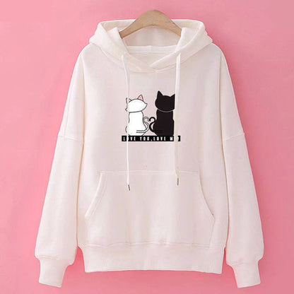2024 Autumn Hoodie Women's Casual Hooded Sweatshirt Creative Hoodie Matching Streetwear Cute Cat Pattern Monogram Hoodie CYXX077