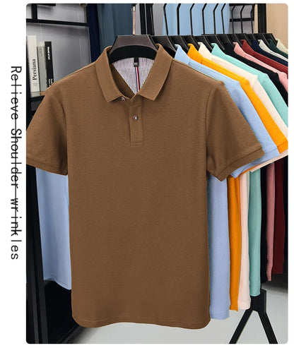 100% cotton short sleeve polo shirt comfortable lightweight high-end brand fashionable simple summer men's casual lapel T-shirt
