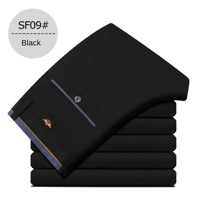 Fashion Men's Dress Pants Black Straight Business Casual Trousers Stretch Non-Ironing Slim Fit Formal Wear Suit Pants for Man