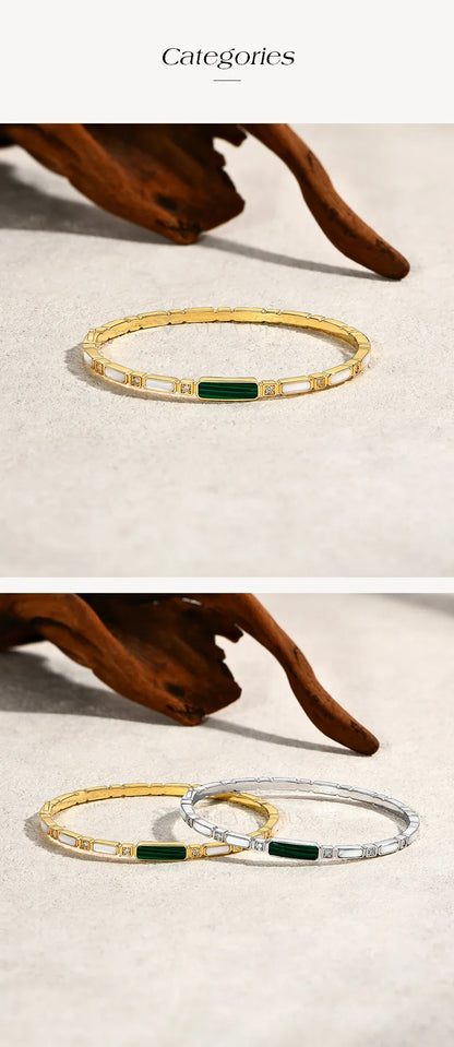 Luxury Synthetic Malachite Moissanite Bracelet 2025New Bangle for Women Men 925 Sterling Silver Engagement Jewelry Gift