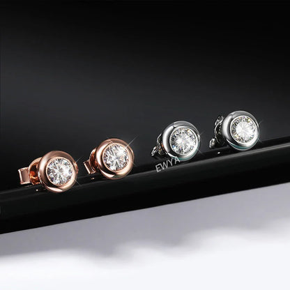 Oval Round Bezel 0.5CT Moissanite Stud Earrings for Women 925 Silver Plated 18k Pass Diamond Test Bubble Ear Jewelry Gift