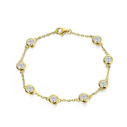 4mm Classic Bubble Moissanite Bracelet for Women 8 Stones Sparkling Lab Diamond Tennis Bracelet 925 Sterling Silver