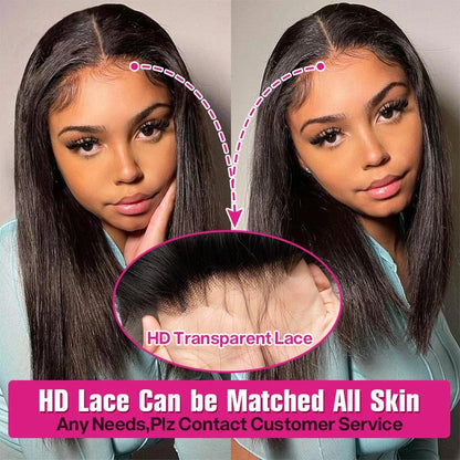 Bone Straight Short Bob Wigs Glueless Lace Front Human Hair Wigs 13x4 HD Transparent Lace Frontal Wig for Women Pre Plucked 250%