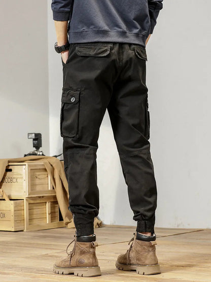 2025 New Multi-Pockets Spring Summer Cargo Pants Men Streetwear Zipper Leg Skinny Work Joggers Cotton Casual Tactical Trousers