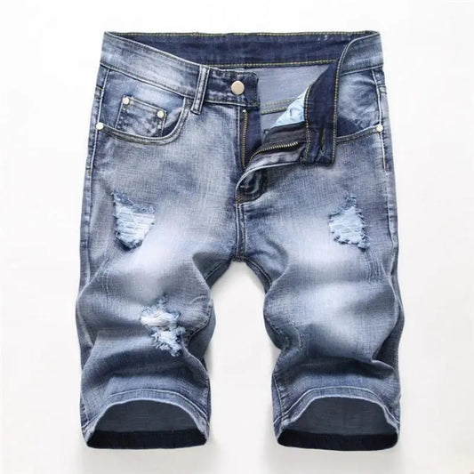 Summer Denim Shorts Men Fahsion Hole Jean Shorts Bermuda Skate Board Harem Mens Jogger Ankle Ripped Wave Knee Length Plus Size