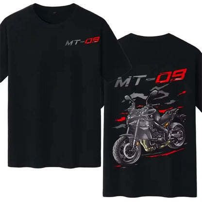 MT-09 Motorcycle Rider Cotton Printed T-shirt, Men's and Women's Short-sleeved Retro Casual Cotton Graphic T-shirt