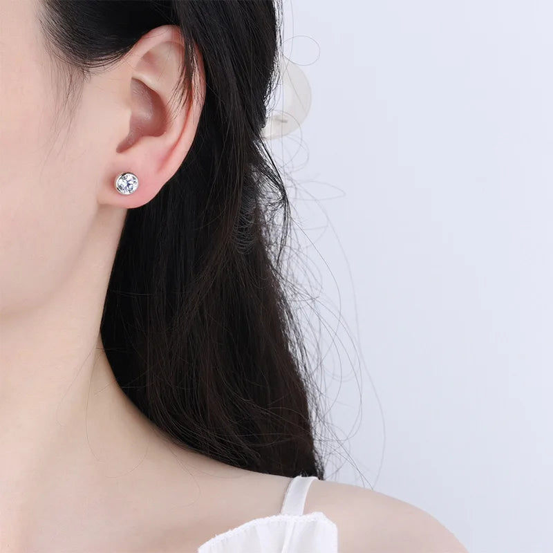 Oval Round Bezel 0.5CT Moissanite Stud Earrings for Women 925 Silver Plated 18k Pass Diamond Test Bubble Ear Jewelry Gift