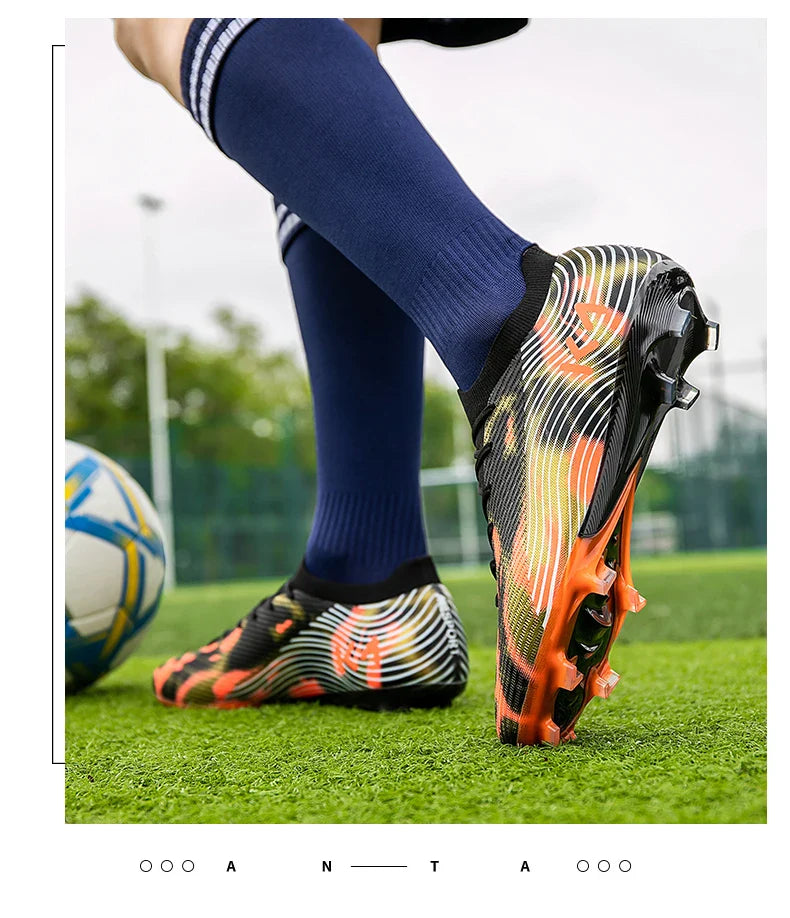 New Men Soccer Shoes Match Outdoor Sneakers Grass Cleats Hot-selling Football Boots Non-Slip Boys High-quality High-top Light