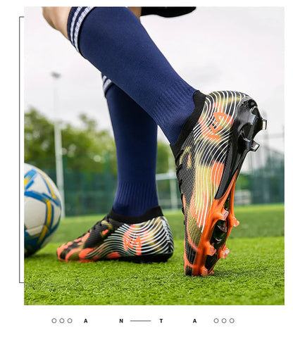 New Men Soccer Shoes Match Outdoor Sneakers Grass Cleats Hot-selling Football Boots Non-Slip Boys High-quality High-top Light