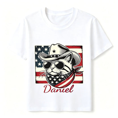 USA American Flag 4th of July Outfit for Men Women Kids, Personalized Family Matching Patriotic Shirts: Eagle Cat Raccoon Funny