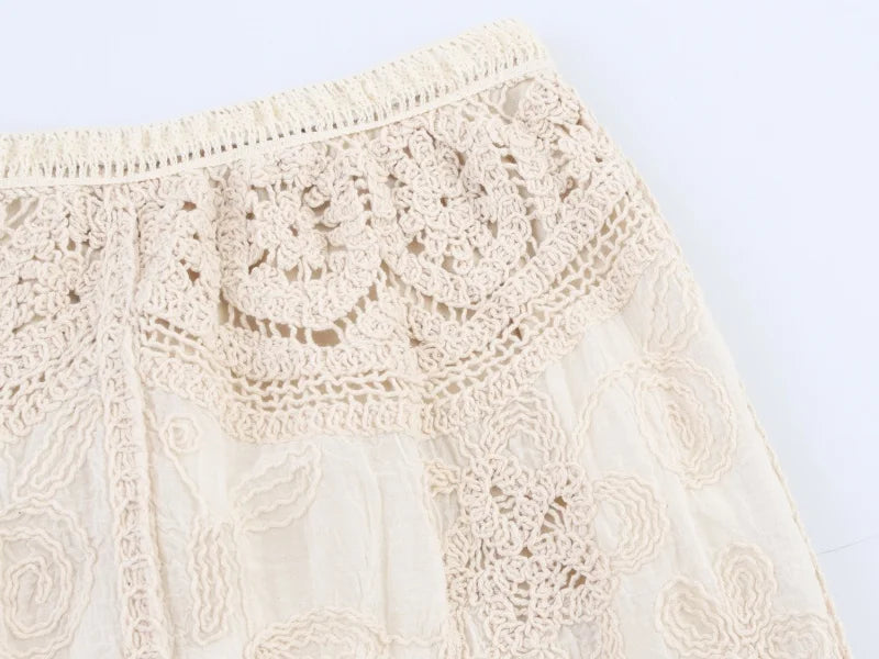 Women's Summer Knitted Boho Fringe Midi Skirt, Lightweight and Breathable, Perfect for Beach Play and Vacation