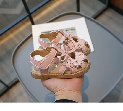 Summer Baby Girls Sandals Cut-Outs Lace Princess Shoes Children Sandals Anti Slip Soft Sole Toddler Kids Beach Shoes Size 21-30