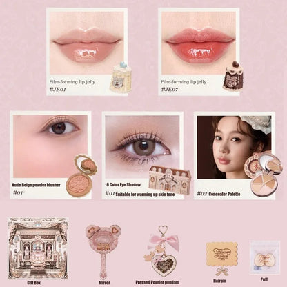 THE SWEETIE BEAR COLLECTION Makeup Gift Set All In Concealer Palette Blush Setting Powder Lip Jelly Gift Box Mirror