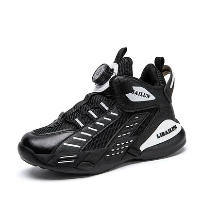 New Children Basketball Shoes Swivel Button Boys Fashion Sneakers Girls School Sport Shoes Kids Casual Trainers Outdoor Shoes