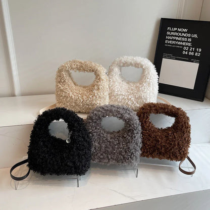 Plush Sweet Shoulder Bags for Women Cute Autumn and Winter 2025 New Versatile Fashion Large Capacity Women's Handbags