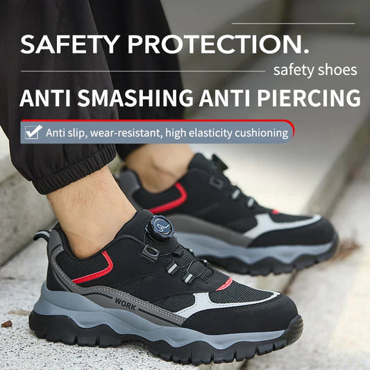 Light Breathable Sneaker Safety Shoes With Steel Toe Cap Anti-Piercing, Shock Absorbing Anti-Smash Design, Work Shoes for Men