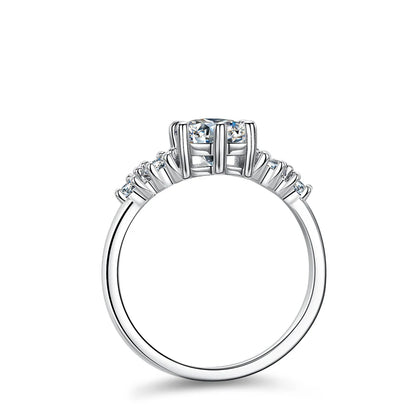 1CT D Color Moissanite Rings for Women Sparkling Diamond Engagement Wedding jewelry with GRA 925 Sliver Plated 18k Ring